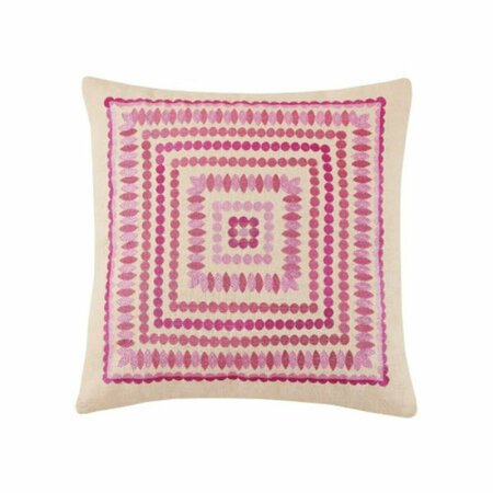 PUESTA EN ESCENA 20 x 20 in. Carmel Pink Embroidered Down Filled Pillow PU3121480